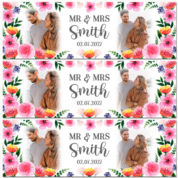 Personalised Party Banner For Wedding Day Congratulations Photo Pink Silver