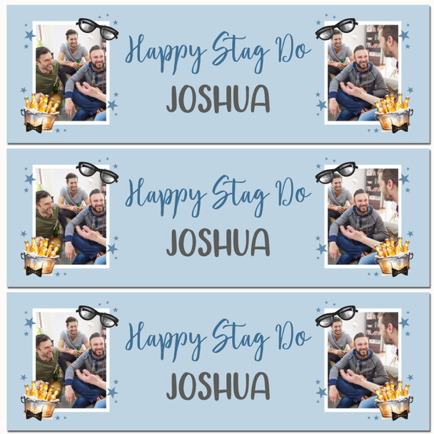 Personalised Party Banner For Stag Do Photo Blue Beer Sunglasses