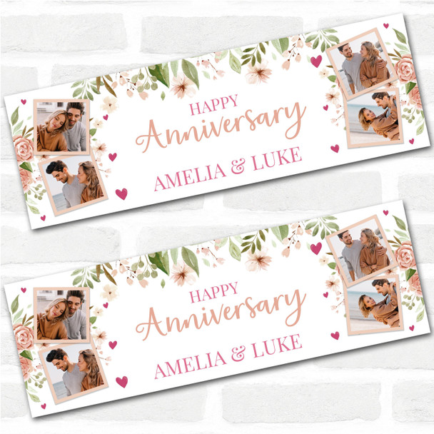 Personalised Party Banner For Wedding Anniversary Photo Peach Flowers