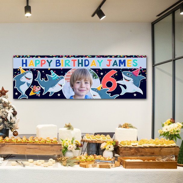 Personalised Party Banner For Kids Birthday Kids Birthday Sealife Sharks