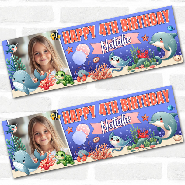 Personalised Party Banner For Kids Birthday Under The Sea Sealife Photo