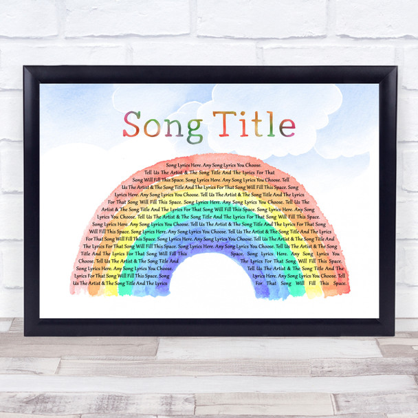 Glen Campbell Wichita Lineman Watercolour Rainbow & Clouds Song Lyric Wall Art Print - Or Any Song You Choose