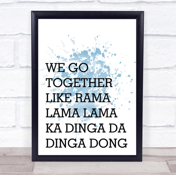 Blue Grease We Go Together Song Lyric Quote Print