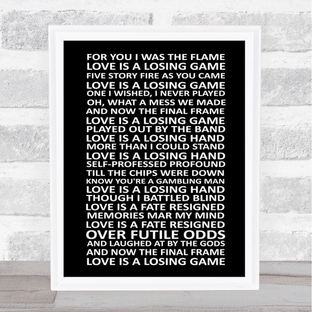 Amy Winehouse Love Is A Losing Game Black White Song Lyric Quote Print