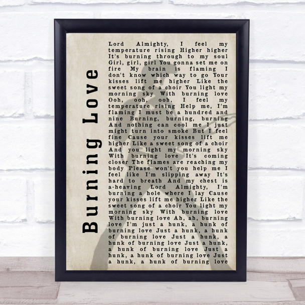 Elvis Presley Burning Love Pose Shadow Song Lyric Quote Print