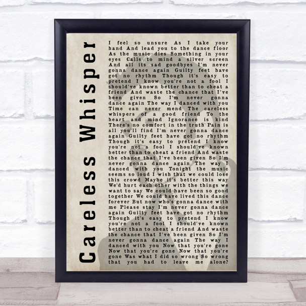 George Michael Careless Whisper Shadow Song Lyric Quote Print
