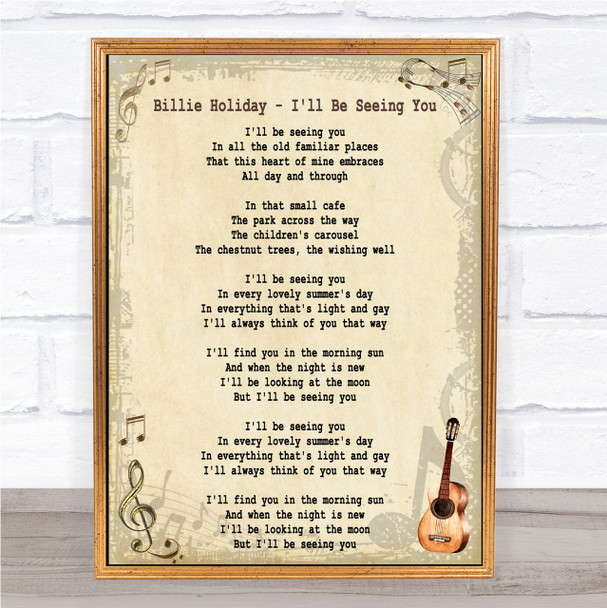 Billie Holiday I'll Be Seeing You Song Lyric Quote Print