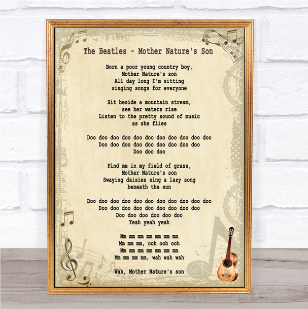 The Beatles Mother Nature's Son Song Lyric Quote Print