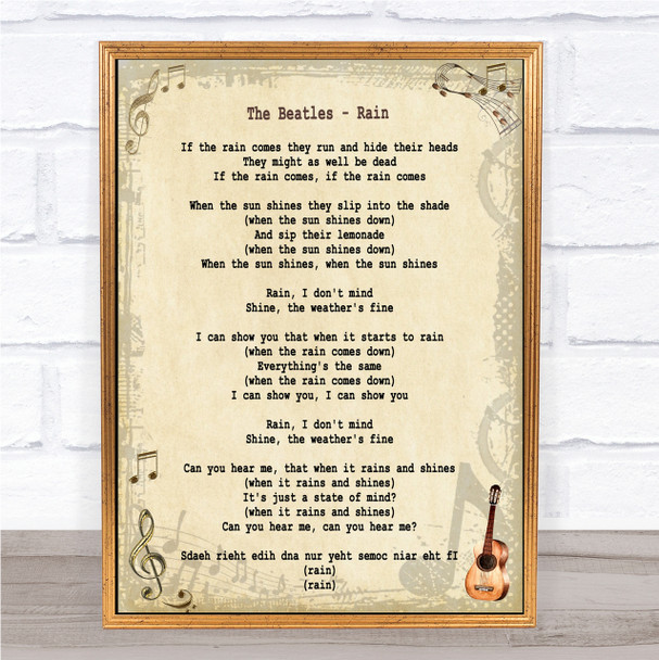 The Beatles Rain Song Lyric Quote Print