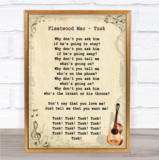 Fleetwood Mac Tusk Song Lyric Vintage Quote Print