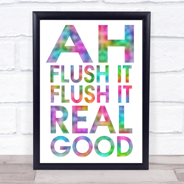 Rainbow Funny Flush It Bathroom Toilet Quote Wall Art Print
