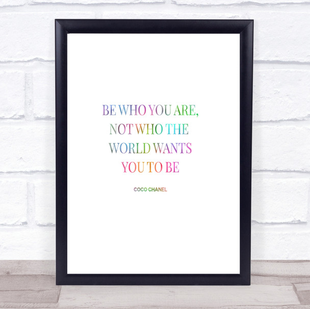 Coco Chanel Be Who You Are Rainbow Quote Print