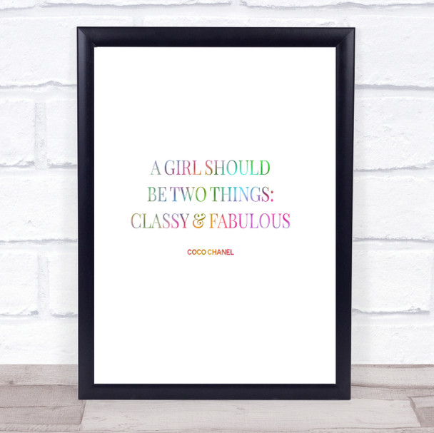 Coco Chanel Classy & Fabulous Rainbow Quote Print