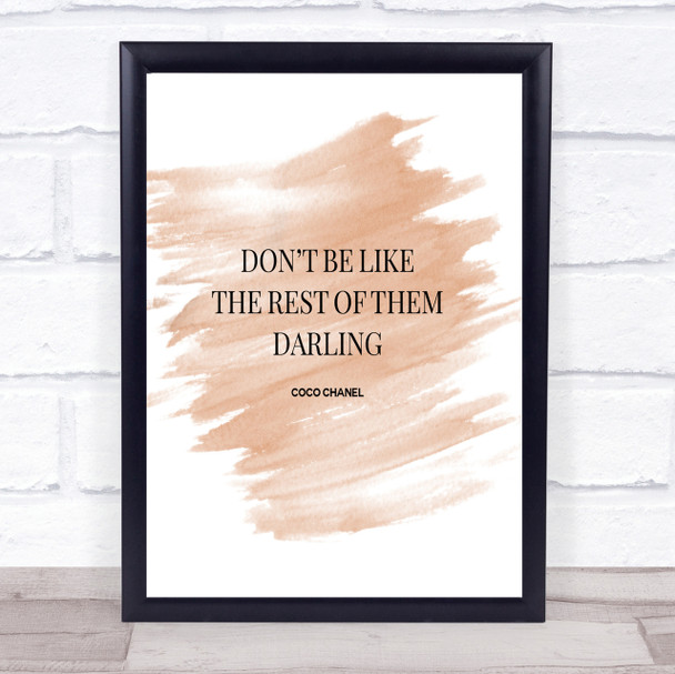 Coco Chanel Don't Be Like The Rest Of Them Quote Poster Print