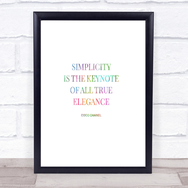 Coco Chanel Simplicity Rainbow Quote Print