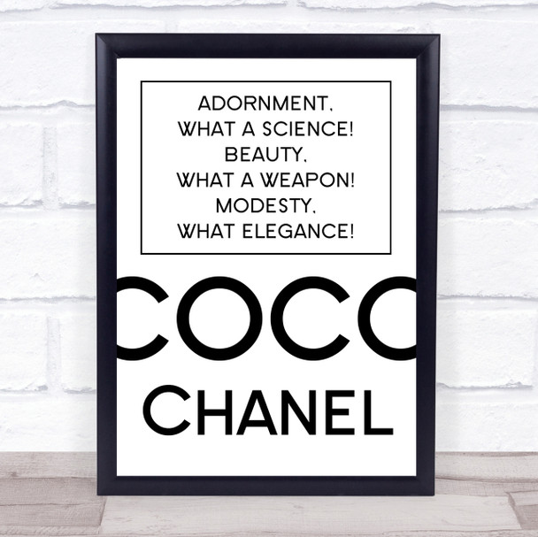 Coco Chanel Adornment Quote Wall Art Print