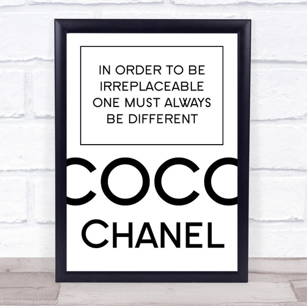 Coco Chanel Always Be Different Quote Wall Art Print