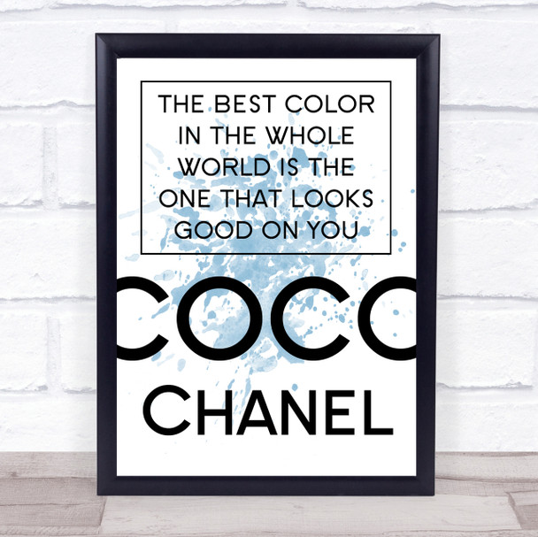 Blue Coco Chanel Best Colour Quote Wall Art Print