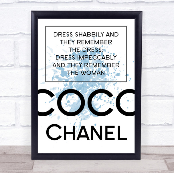 Blue Coco Chanel Dress Impeccably Quote Wall Art Print
