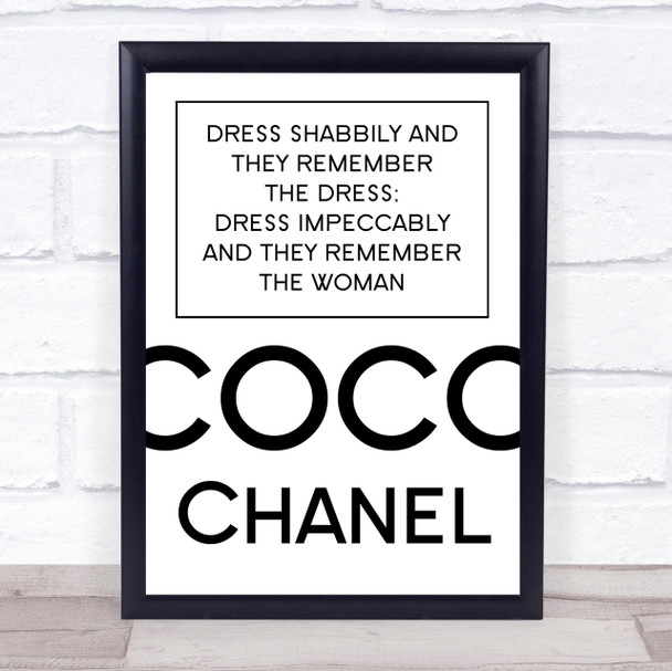 Coco Chanel Dress Impeccably Quote Wall Art Print