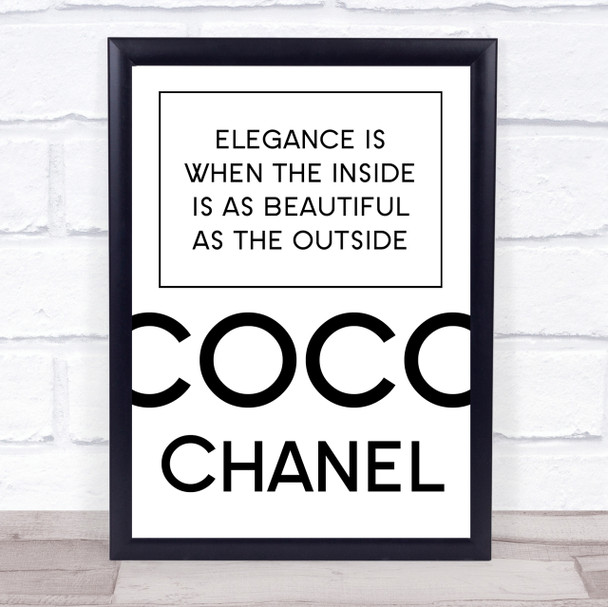 Coco Chanel Elegance Is Quote Wall Art Print