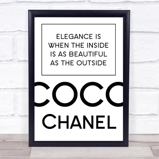 Coco Chanel Elegance Is Quote Wall Art Print