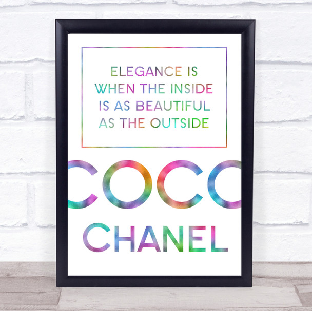 Rainbow Coco Chanel Elegance Is Quote Wall Art Print