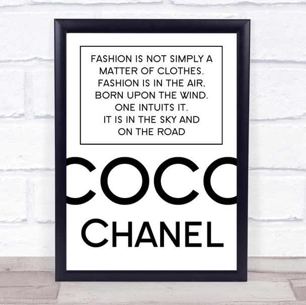 Coco Chanel Fashion Not Clothes Quote Wall Art Print