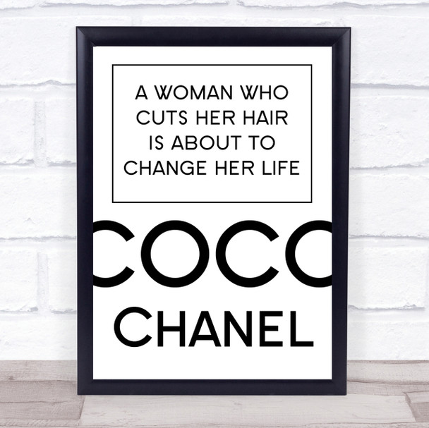 Coco Chanel Woman Who Cuts Her Hair Change Life Quote Wall Art Print