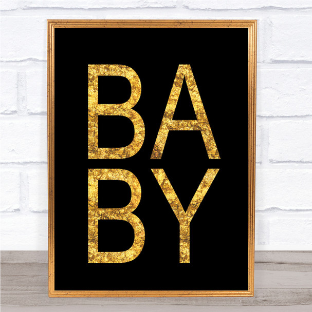 Black & Gold Baby Quote Wall Art Print