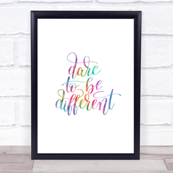Be Different Swirl Rainbow Quote Print