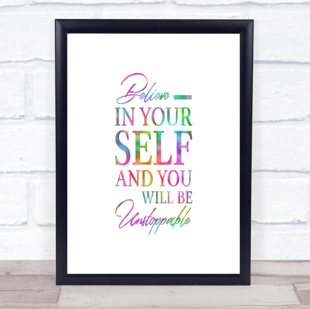 Believe In Yourself Rainbow Quote Print