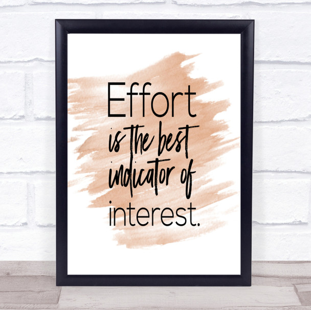 Effort Is The Best Indicator Quote Print Watercolour Wall Art