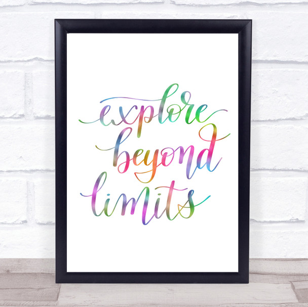 Explore Beyond Limits Rainbow Quote Print