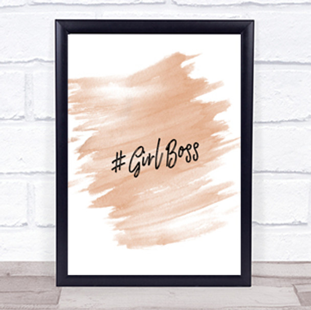 Girl Boss Quote Print Watercolour Wall Art