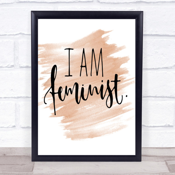 I Am Feminist Quote Print Watercolour Wall Art