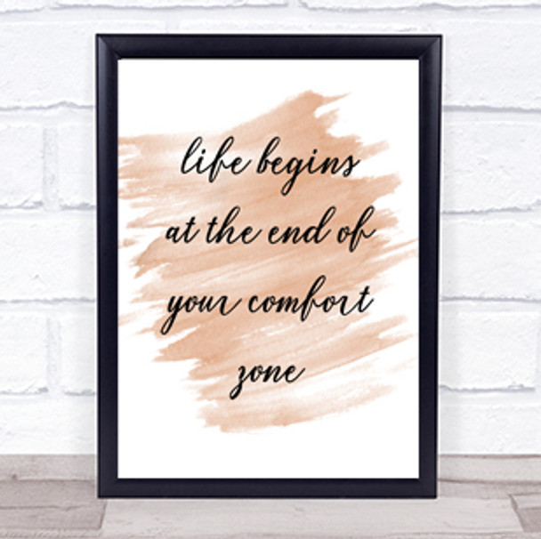 Life Begins Quote Print Watercolour Wall Art