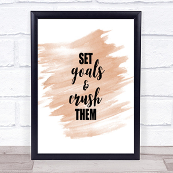 Set Goals Quote Print Watercolour Wall Art