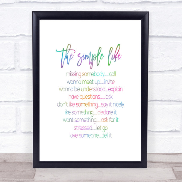 Simple Life Rainbow Quote Print
