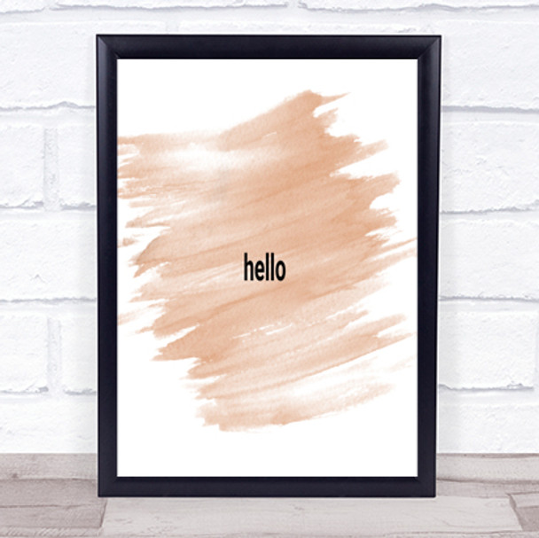 Small Hello Quote Print Watercolour Wall Art