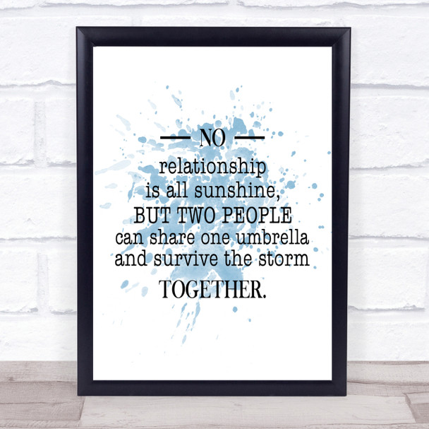 Survive The Storm Inspirational Quote Print Blue Watercolour Poster