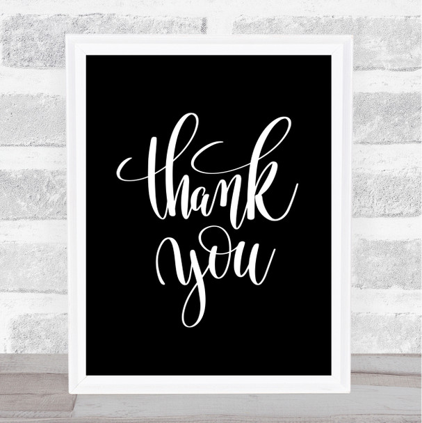 Thank You Swirl Quote Print Black & White