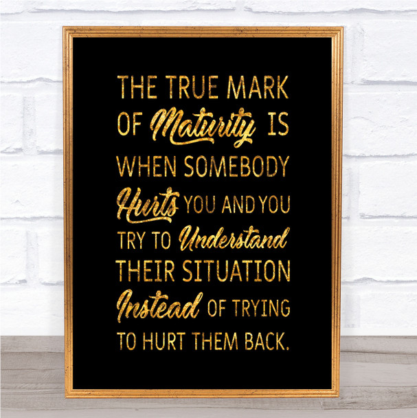 True Mark Quote Print Black & Gold Wall Art Picture