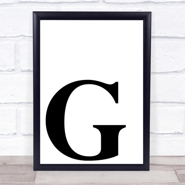 Initial Letter G Quote Wall Art Print