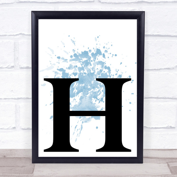 Blue Initial Letter H Quote Wall Art Print