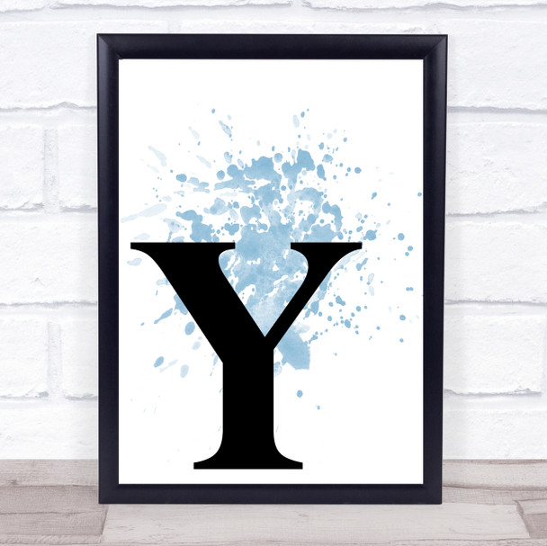 Blue Initial Letter Y Quote Wall Art Print