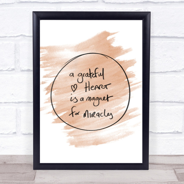 Grateful Heart Quote Print Watercolour Wall Art