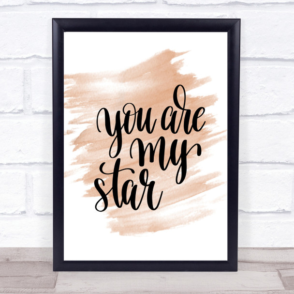 You Are My Star Quote Print Watercolour Wall Art