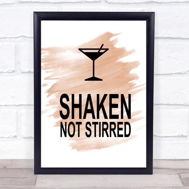 Watercolour James Bond Martini Shaken Not Stirred Quote Print