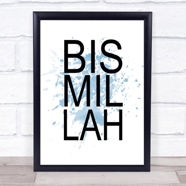 Blue Bismillah Quote Wall Art Print